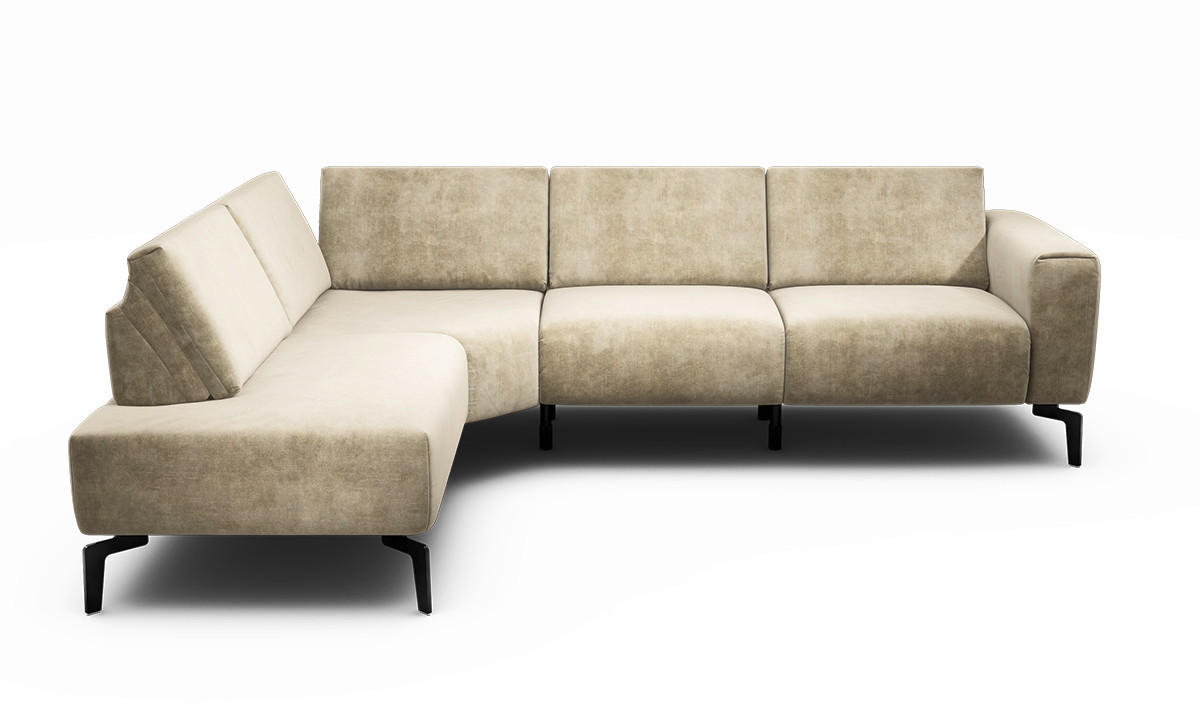 ECKSOFA Cosy Naturfarben Samt  - Schwarz/Naturfarben, Design, Textil/Metall (193/256cm) - SENSOO