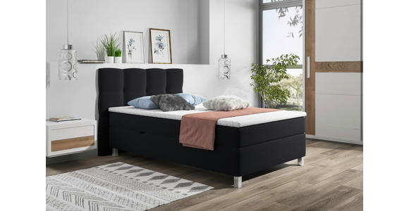 BOXBETT 120/200 cm in Schwarz - Alufarben/Schwarz, KONVENTIONELL, Kunststoff/Textil (120/200cm) - Carryhome