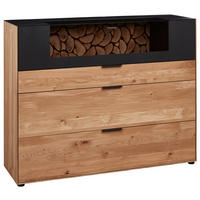 HIGHBOARD Schwarz, Wildeiche  145,9/115,4/45,2 cm  - Wildeiche/Schwarz, Design, Glas/Holz (145,9/115,4/45,2cm) - Valdera