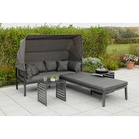 LOUNGEGARNITUR Aluminium  - Graphitfarben/Grau, KONVENTIONELL, Textil/Metall (175/148/80cm) - Gardenson