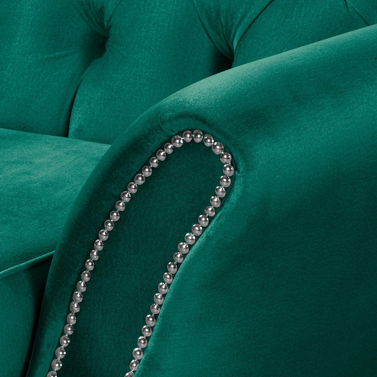 3-SITZER-SOFA Velours Grün  - Dunkelbraun/Grün, Design, Holz/Textil (210/98/95cm) - P & B