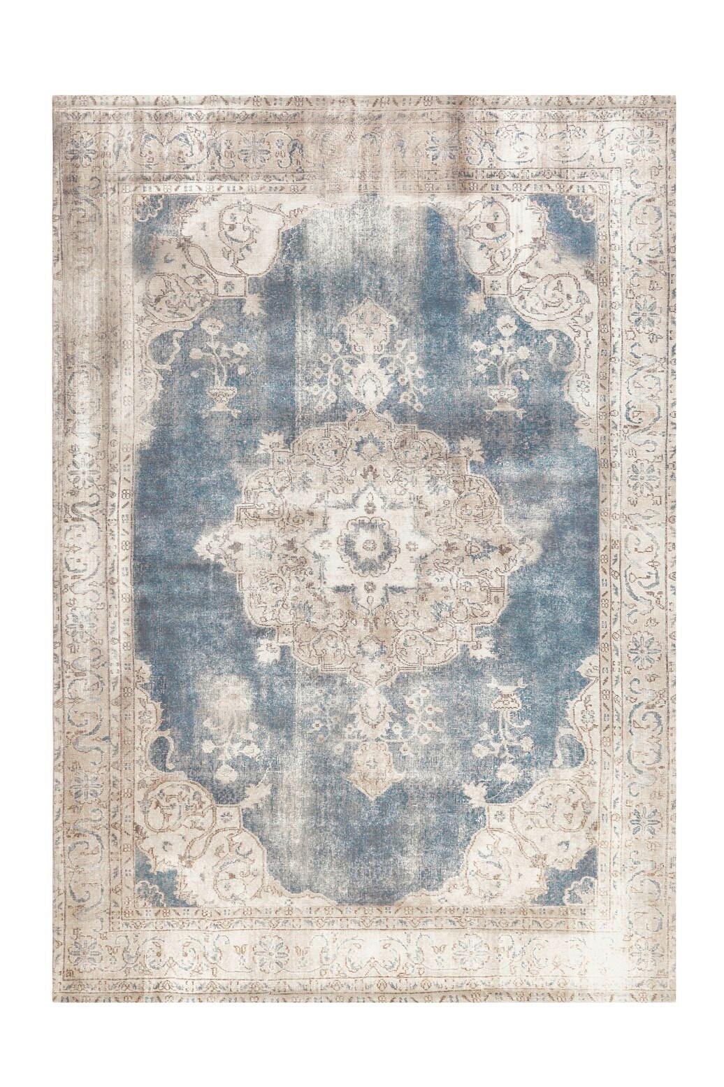 FLACHWEBETEPPICH 160/230 cm Vintage 8400 Creme / Blau Blau, Creme  - Blau/Creme, KONVENTIONELL, Textil (160/230cm)