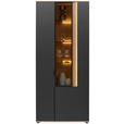 VITRINE  in furniert Anthrazit, Eichefarben  - Eichefarben/Anthrazit, Design, Glas/Holz (93,2/213,1/42cm) - Dieter Knoll