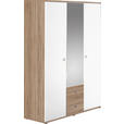  KLEIDERSCHRANK Weiß, Sonoma Eiche  - Silberfarben/Weiß, Design, Glas/Holzwerkstoff (115/190/52cm) - Carryhome