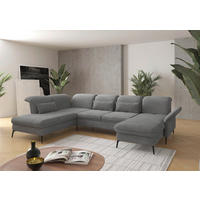 WOHNLANDSCHAFT in Flachgewebe Grau  - Schwarz/Grau, Konventionell, Textil/Metall (231/359/198cm) - Sit & More