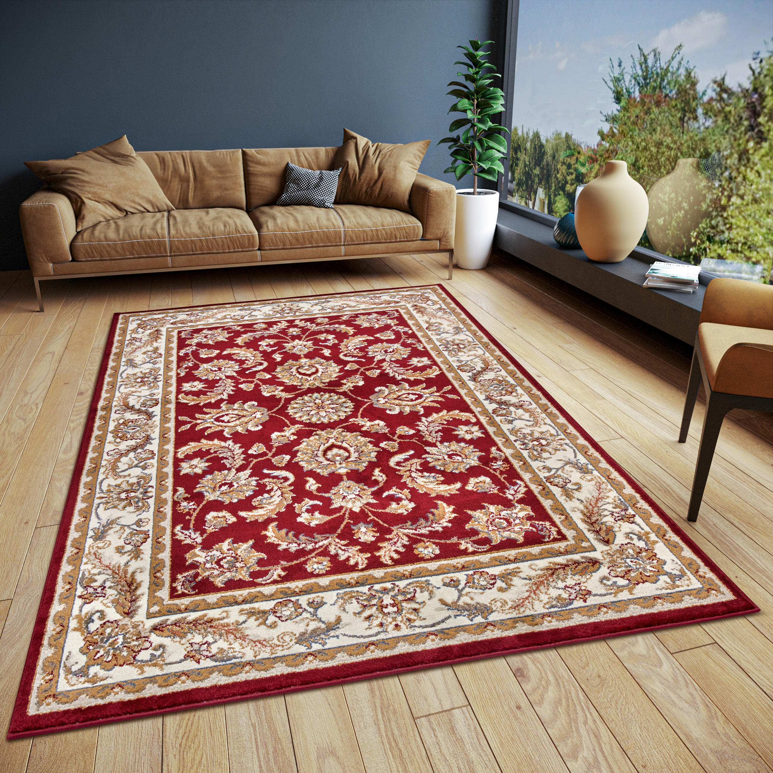 FLACHWEBETEPPICH 120/170 cm Luxor Creme, Rot  - Rot/Creme, Design, Kunststoff/Textil (120/170cm)