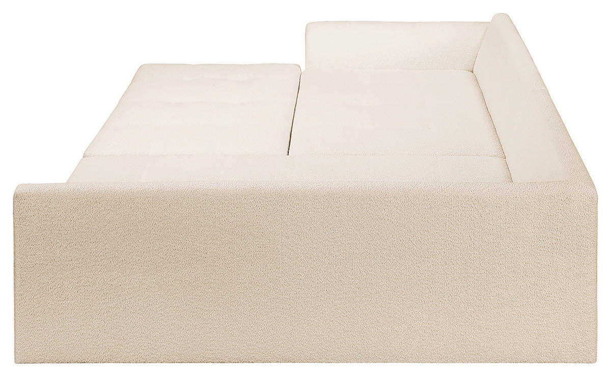 ECKSOFA inkl. Hocker Ariella Weiß Bouclé  - Naturfarben/Weiß, Design, Holz/Textil (231/161cm) - Livetastic