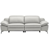 3-SITZER-SOFA Echtleder Greige  - Chromfarben/Greige, Design, Leder/Kunststoff (234/83-99/110cm) - Celina Home