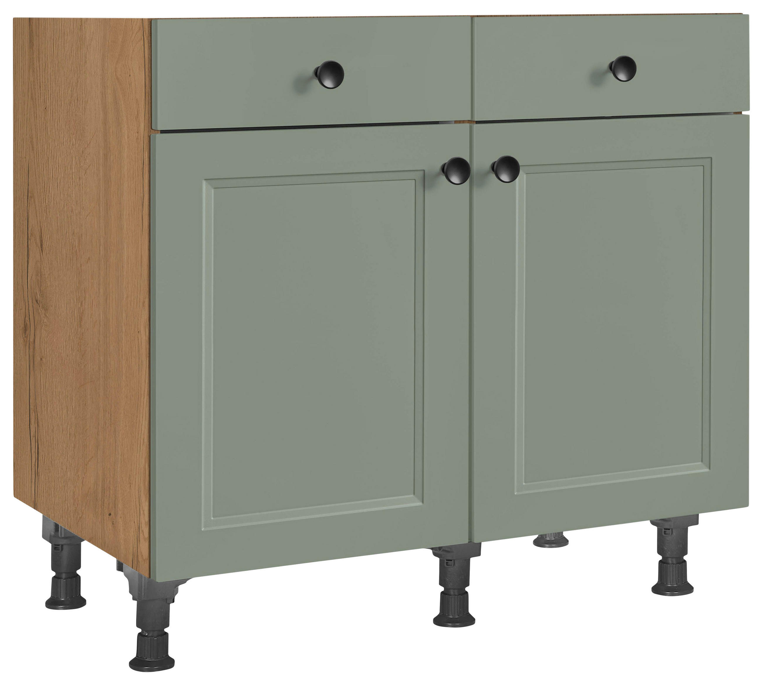 SCHUBKASTENUNTERSCHRANK 90/87/56 cm  in Grün, Eichefarben  - Eichefarben/Schwarz, MODERN, Holzwerkstoff/Metall (90/87/56cm) - Nobilia