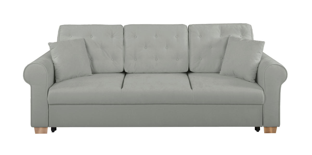 SCHLAFSOFA Chenille Dunkelgrau  - Dunkelgrau/Buchefarben, Design, Holz/Textil (240/94/98cm) - MID.YOU
