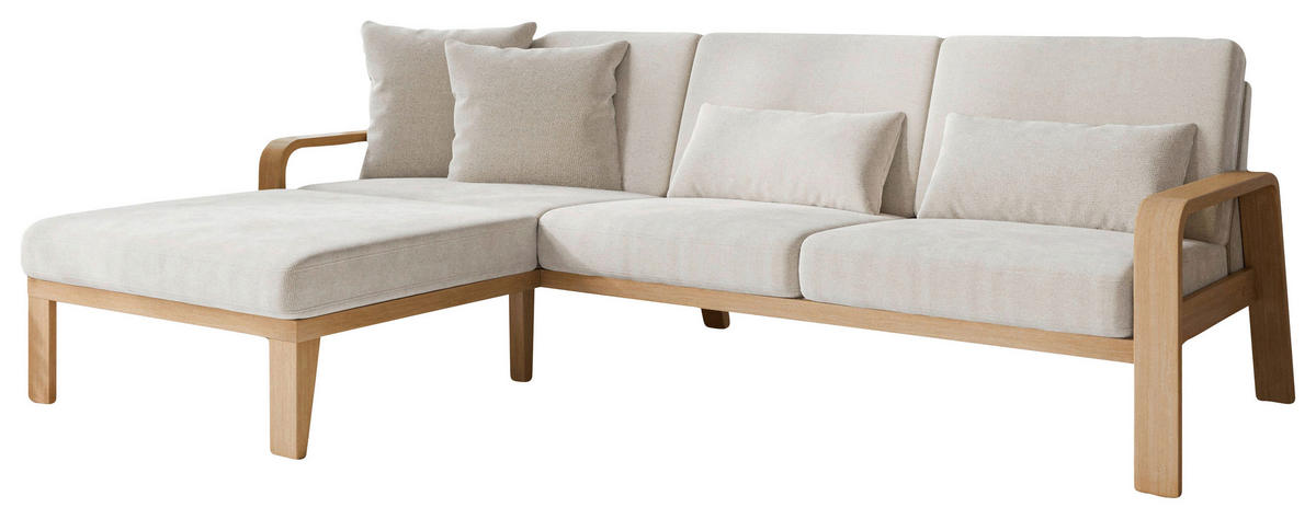 ECKSOFA  in Struktur Creme  178/264 cm  - Creme/Naturfarben, KONVENTIONELL, Holz/Textil (178/264cm) - Sit & More