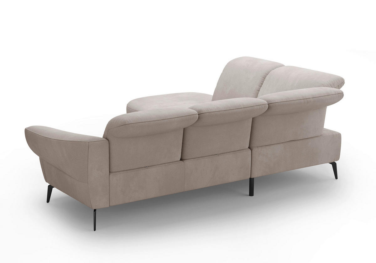 ECKSOFA in Flachgewebe Greige  - Greige/Schwarz, Modern, Textil/Metall (270/302cm) - Sit & More