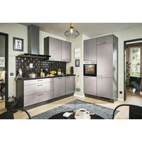 ECKKÜCHE 220/120 cm  in Graphitfarben, Schwarz, Hellgrau  - Hellgrau/Schwarz, Design, Holzwerkstoff/Metall (220/120cm) - Xora