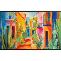 FLACHWEBETEPPICH 75/120 cm Casas de Colores Blau  - Blau, Trend, Kunststoff/Textil (75/120cm) - wash+dry