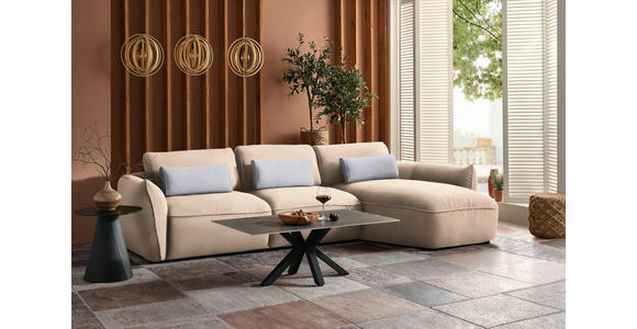 ECKSOFA  in Chenille Creme  340/190 cm  - Greige/Creme, Design, Kunststoff/Textil (340/190cm) - Belluti