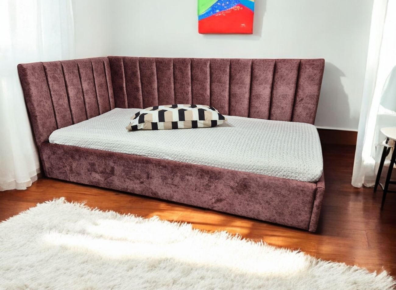 PAT TAPIȚAT  in roz închis  - roz închis, Modern, textil (210/105/90cm) - Hom`in