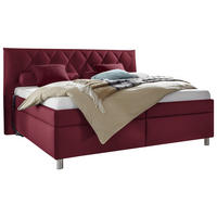 POLSTERBETT 160/200 cm  Rot  - Weiss/Silberfarben, Konventionell, Holz/Textil (160/200cm) - Esposa