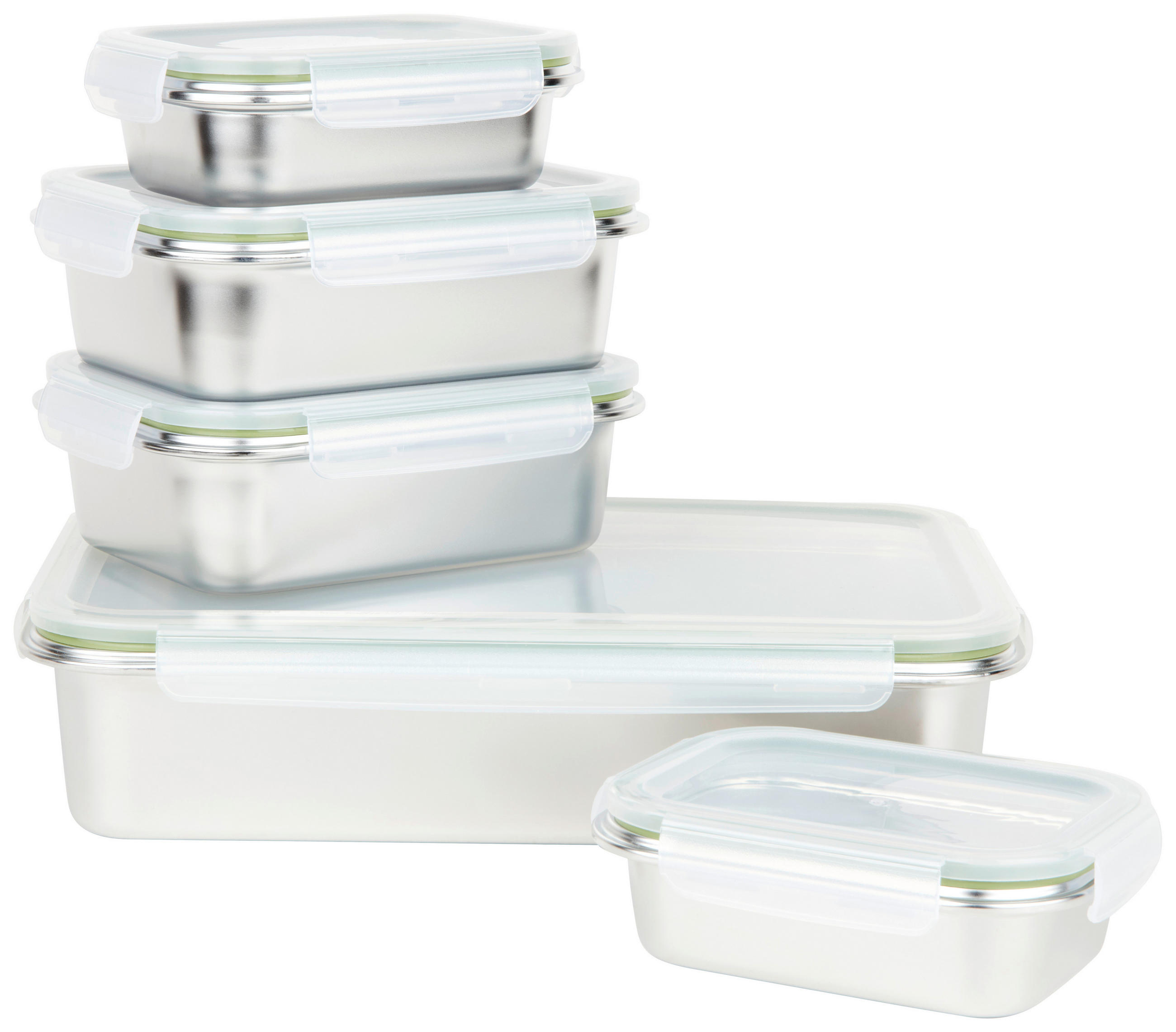 SADA DÓZ NA POTRAVINY - průhledné/světle zelená, Basics, kov/plast - Homeware Profession.