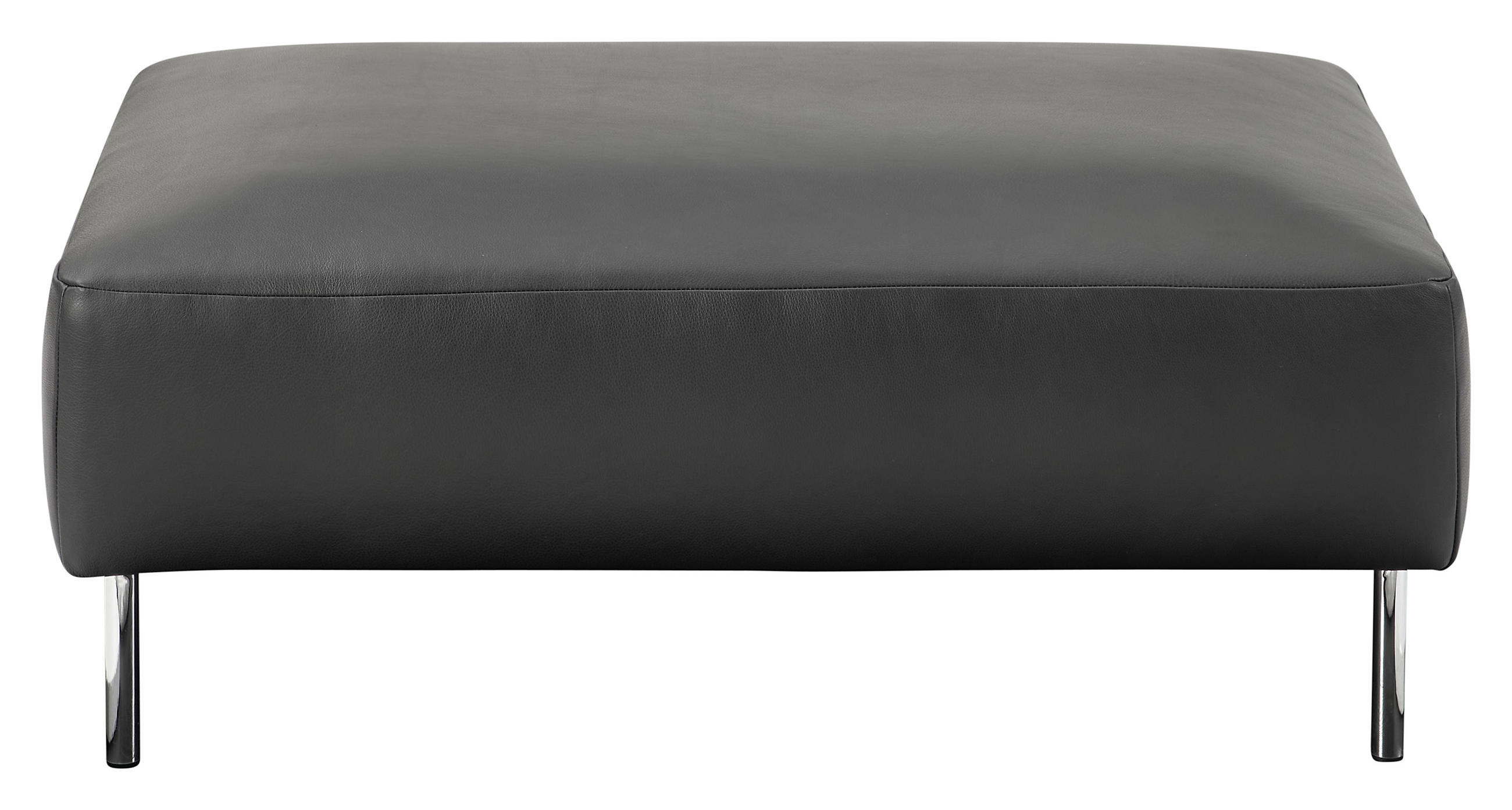 HOCKER Echtleder Schwarz - Chromfarben/Schwarz, Design, Leder/Metall (196/67/96cm) - Johann Jakob