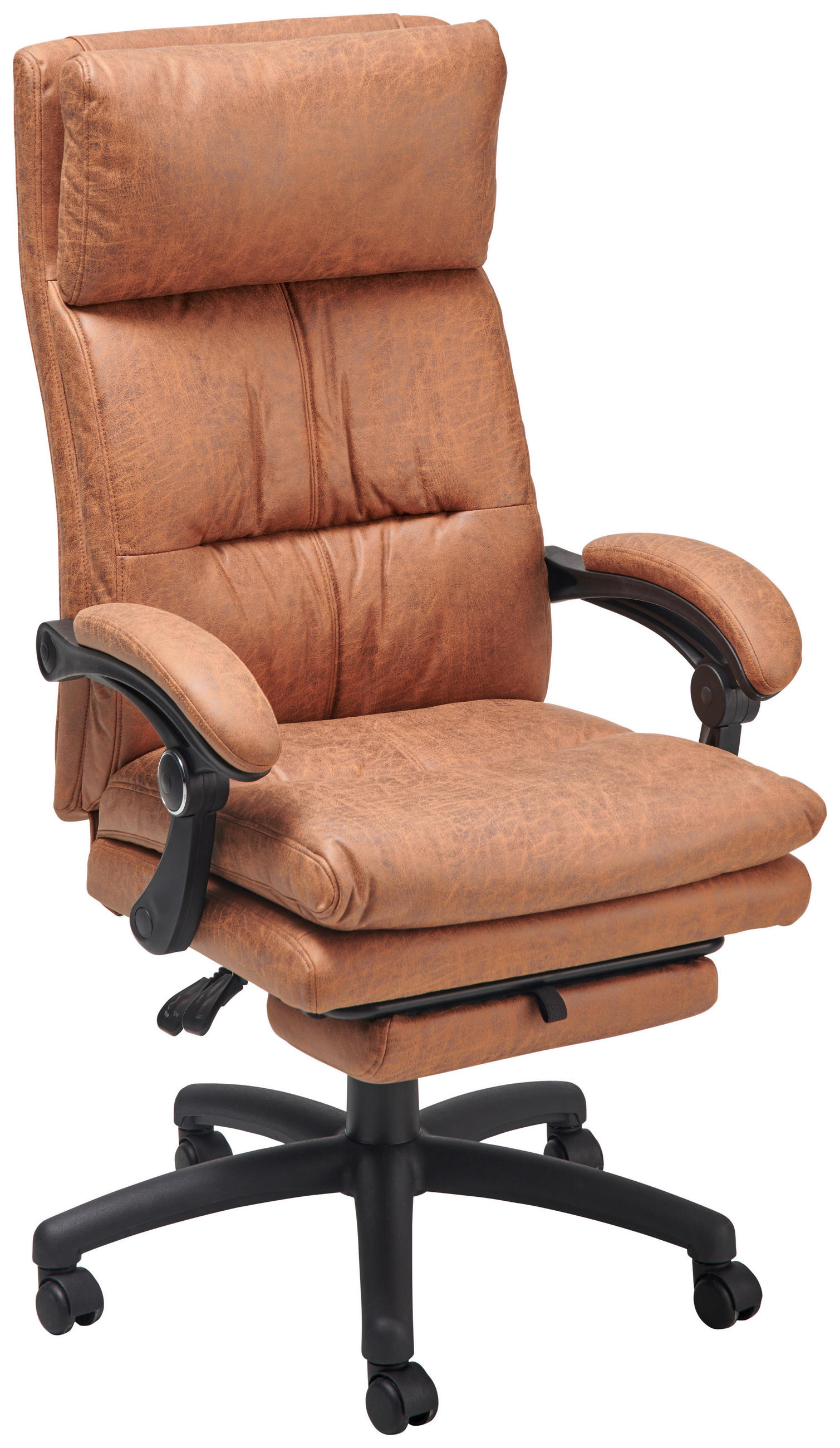 SCAUN DIRECTORIAL  in microfibră maro  - maro/negru, Lifestyle, plastic/lemn (66/114 - 122/71,5cm) - MID.YOU