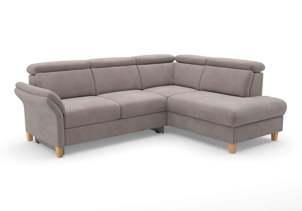 ECKSOFA GLENDALE E Taupe Flachgewebe  - Taupe/Eichefarben, KONVENTIONELL, Holz/Textil (247/193cm) - Sit & More