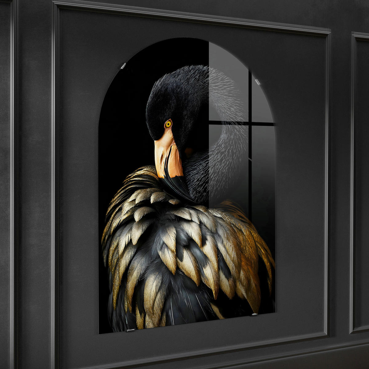 GLASBILD Tiere 70/100 cm  - Goldfarben/Schwarz, Basics, Glas/Papier (70/100cm)