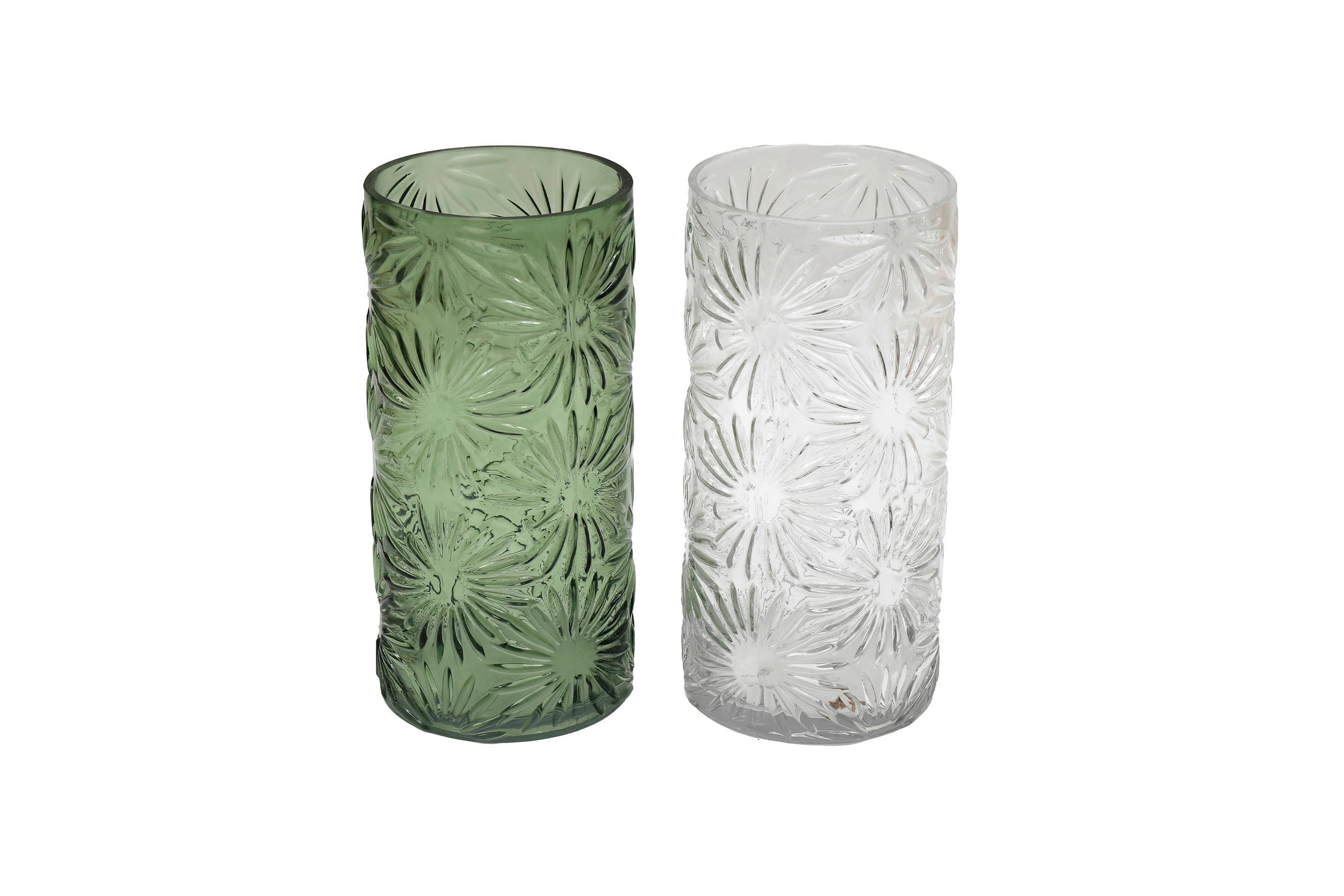 VÁZA, sklo, 25 cm - bílá/šalvějově zelená, Basics, sklo (12/12/25cm)