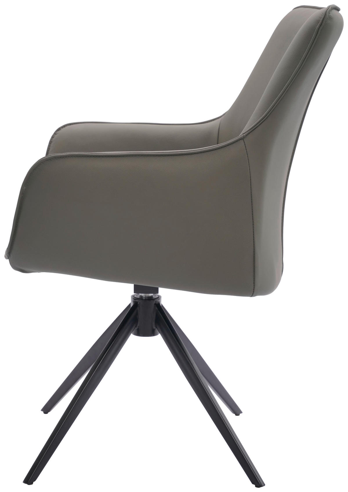 STOLICA S NASLONOM ZA RUKE  siva, crna  metal, koža      - siva/crna, Design, koža/metal (64/87/60cm) - Novel