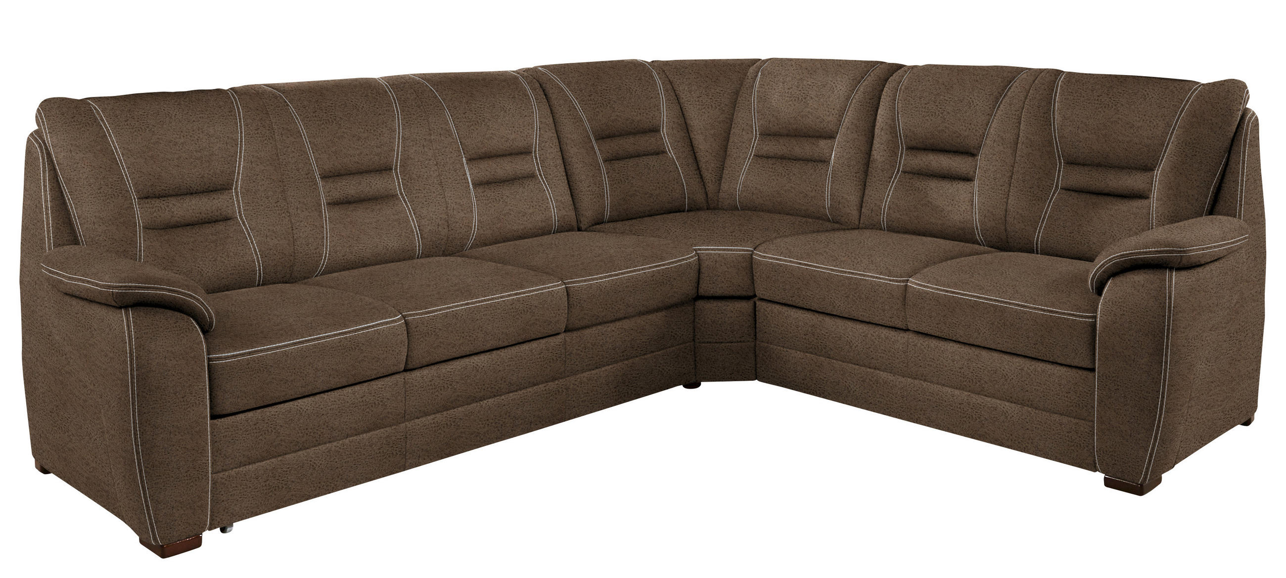 ECKSOFA  in Lederlook Braun, Grau  286/234 cm  - Beige/Braun, KONVENTIONELL, Holz/Textil (286/234cm) - Beldomo Comfort