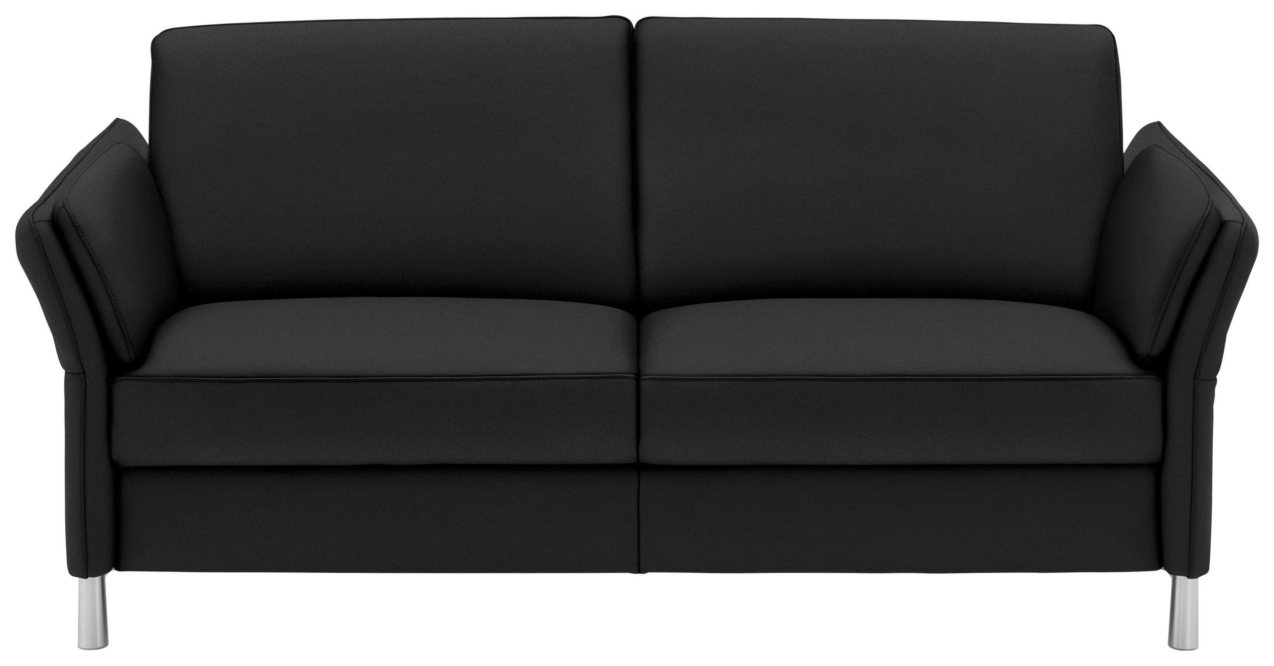 2,5-SITZER in Echtleder Schwarz  - Alufarben/Schwarz, Design, Leder/Metall (164cm) - Dieter Knoll