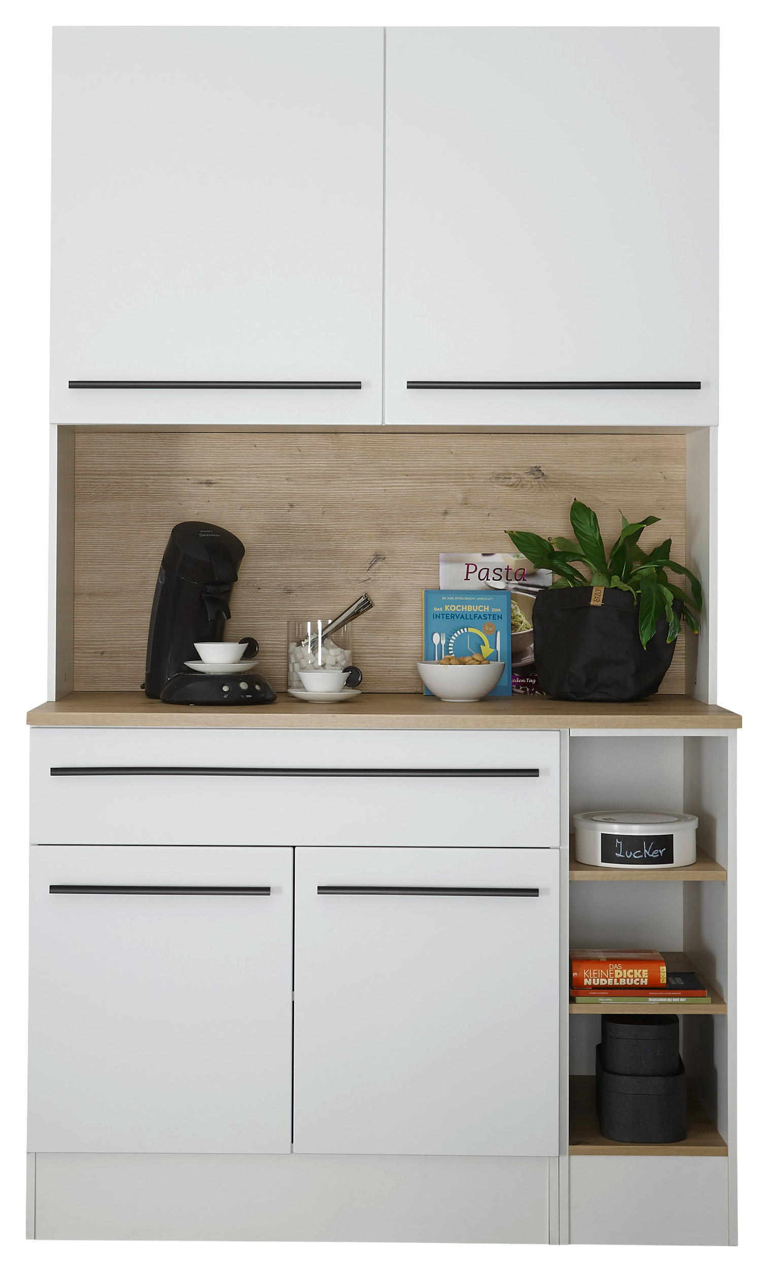 P & B Buffet Weiß, Eiche Artisan 120x211x58 cm