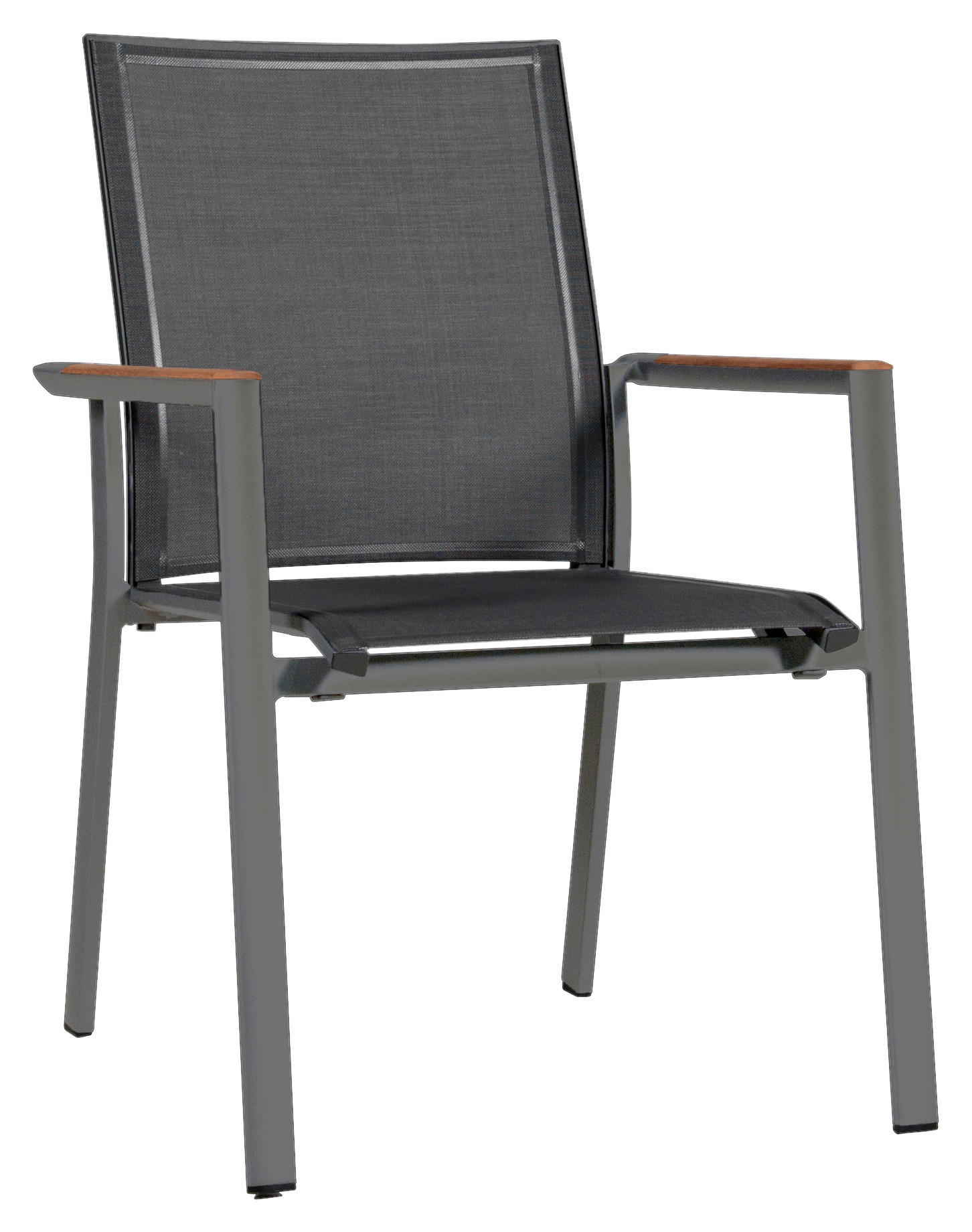 STAPELSESSEL Aluminium Dunkelgrau, Teakfarben  - Dunkelgrau/Teakfarben, Design, Holz/Textil (62/91/69cm) - Zebra 