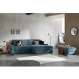 ECKSOFA in Cord Graublau  - Graublau/Schwarz, MODERN, Kunststoff/Textil (300/180cm) - Carryhome