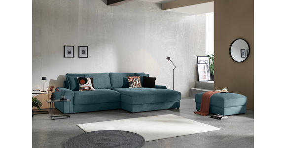 ECKSOFA in Cord Graublau  - Graublau/Schwarz, MODERN, Kunststoff/Textil (300/180cm) - Carryhome