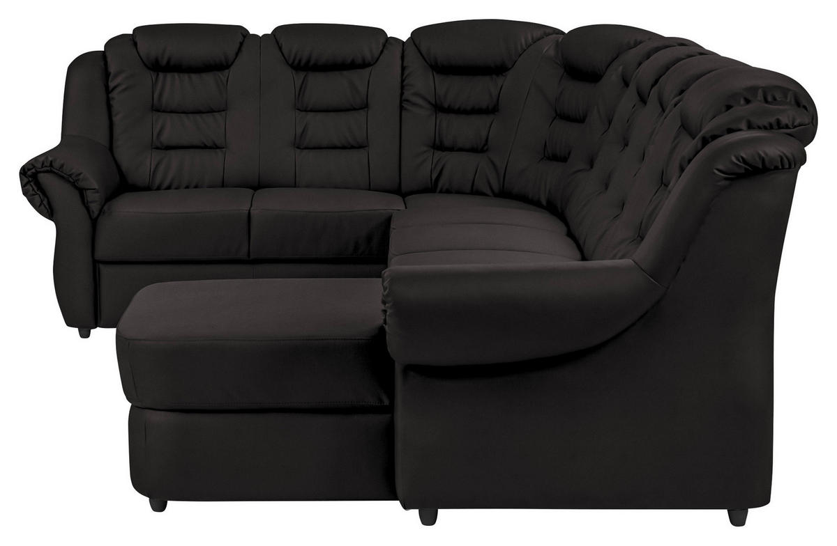 WOHNLANDSCHAFT Schwarz Lederlook  - Schwarz, KONVENTIONELL, Kunststoff/Textil (216/333/165cm) - Livetastic