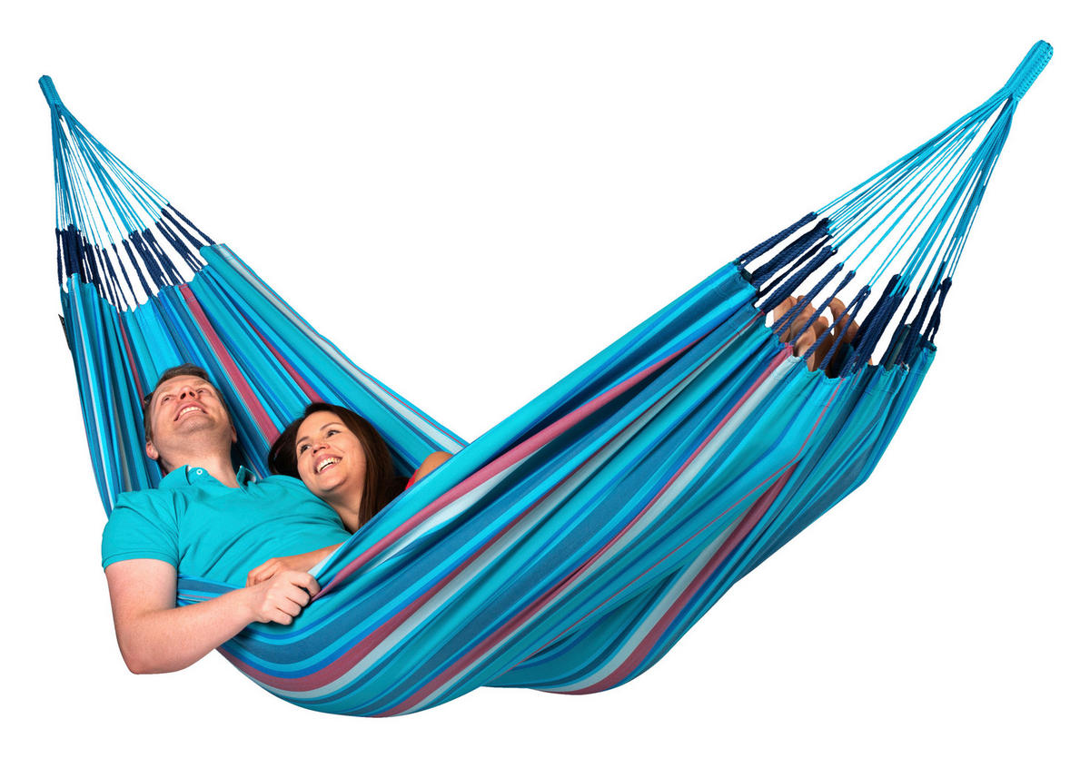 HÄNGEMATTE double outdoor  - Blau/Kirschrot, KONVENTIONELL, Textil (160/350cm) - La Siesta