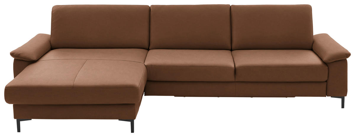 ECKSOFA Echtleder Braun  - Schwarz/Braun, Design, Leder/Metall (176/334cm) - Dieter Knoll