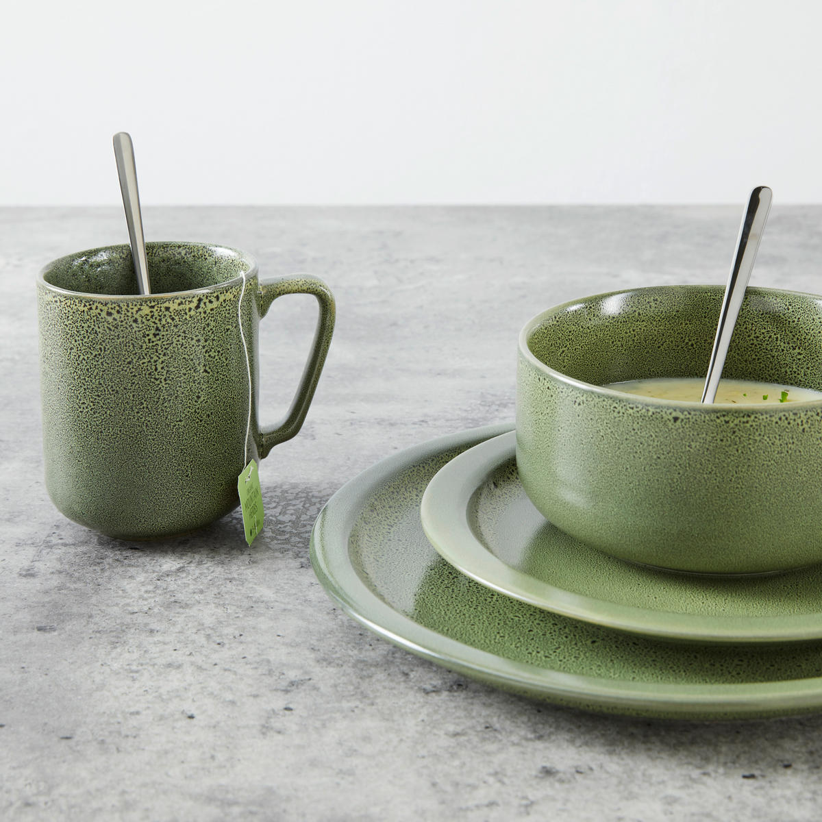 KOMBISERVICE 8-teilig  - Olivgrün, MODERN, Keramik (30/30/29cm) - Creatable