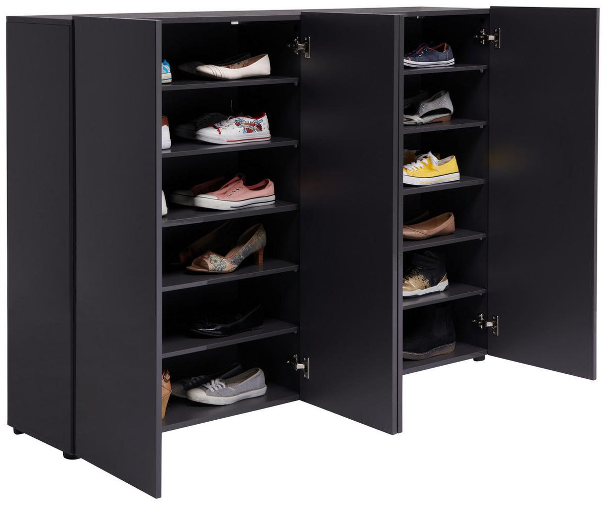 SCHUHSCHRANK Anthrazit  - Anthrazit/Schwarz, Design, Holzwerkstoff/Kunststoff (160/115/34cm) - Xora