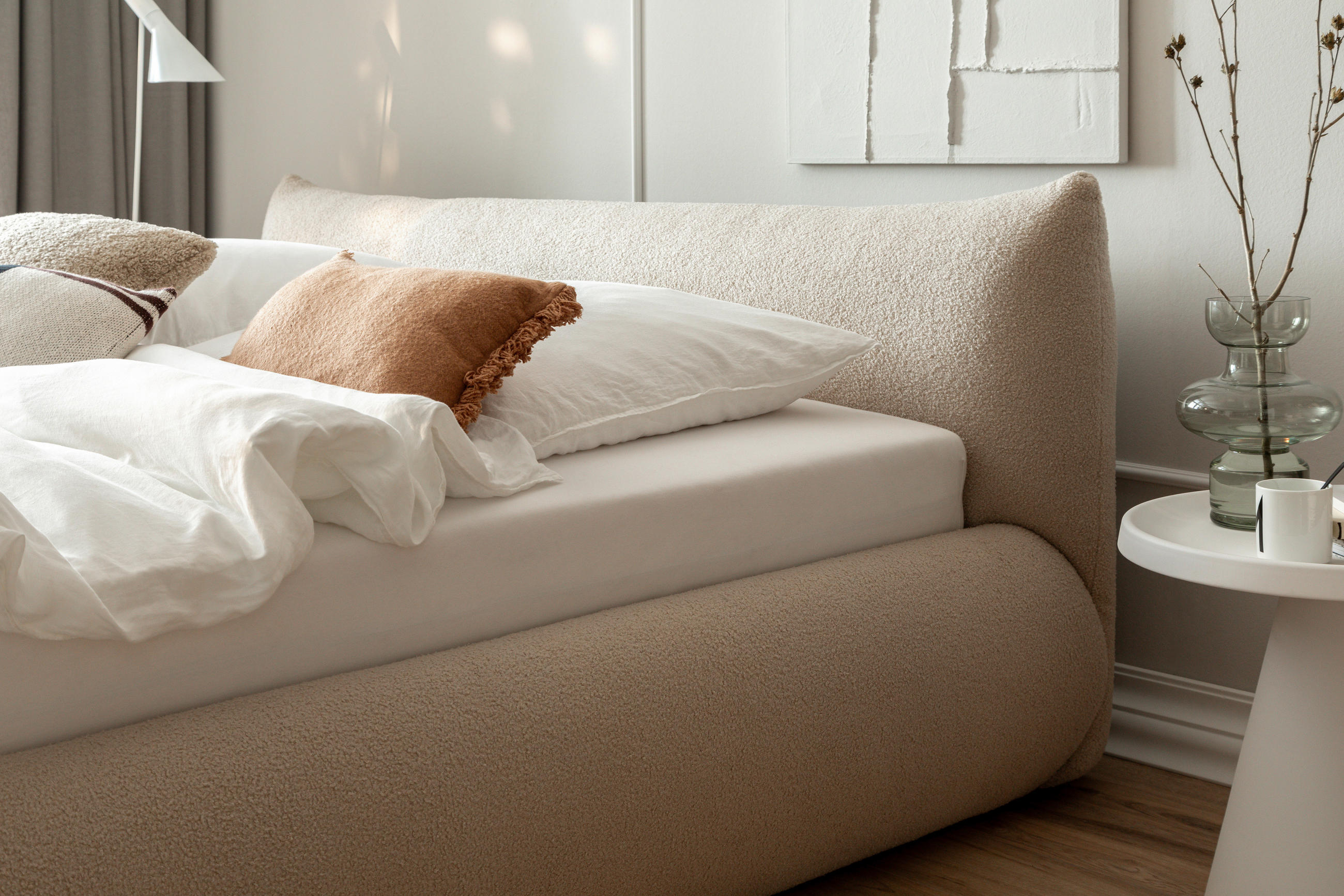 ČALÚNENÁ POSTEĽ, 180/200 cm, taupe - čierna/taupe, Modern, drevo/kompozitné drevo (180/200cm) - MID.YOU