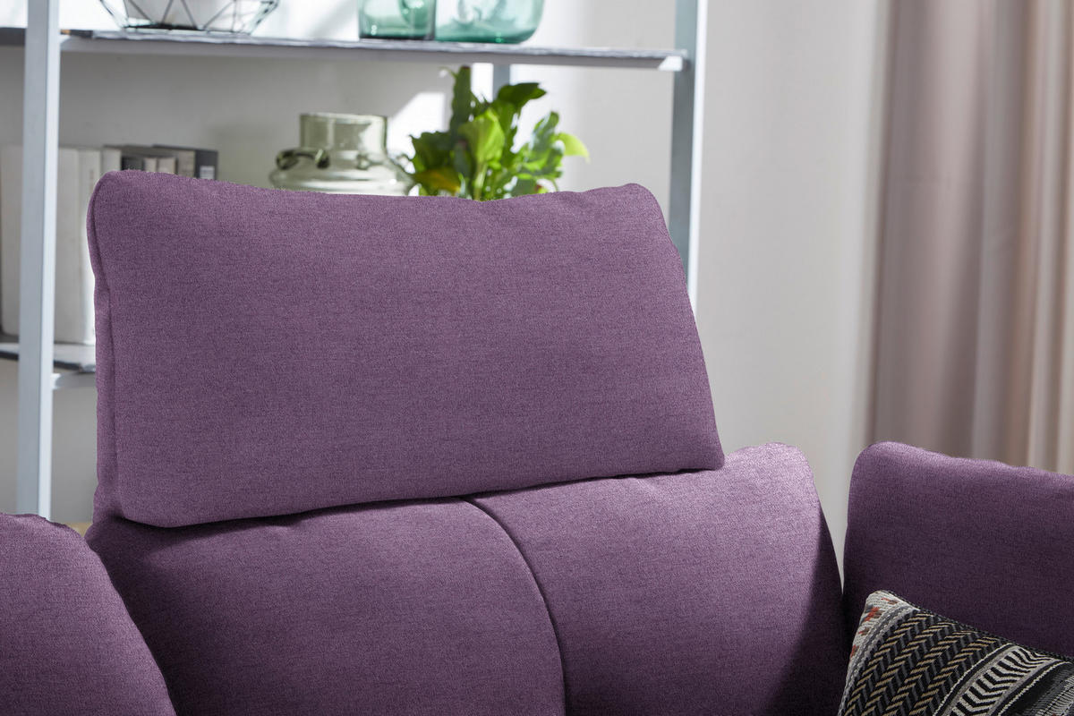 ECKSOFA in Flachgewebe Lila  - Lila/Schwarz, Design, Textil/Metall (157/344cm) - Chilliano
