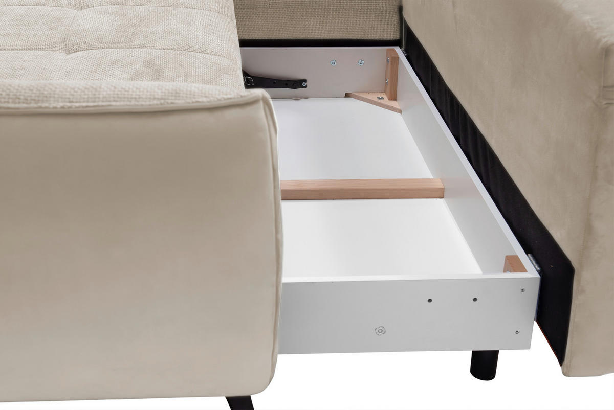 ECKSOFA in Struktur Beige, Sandfarben  - Sandfarben/Beige, Design, Textil/Metall (187/282cm) - Livetastic