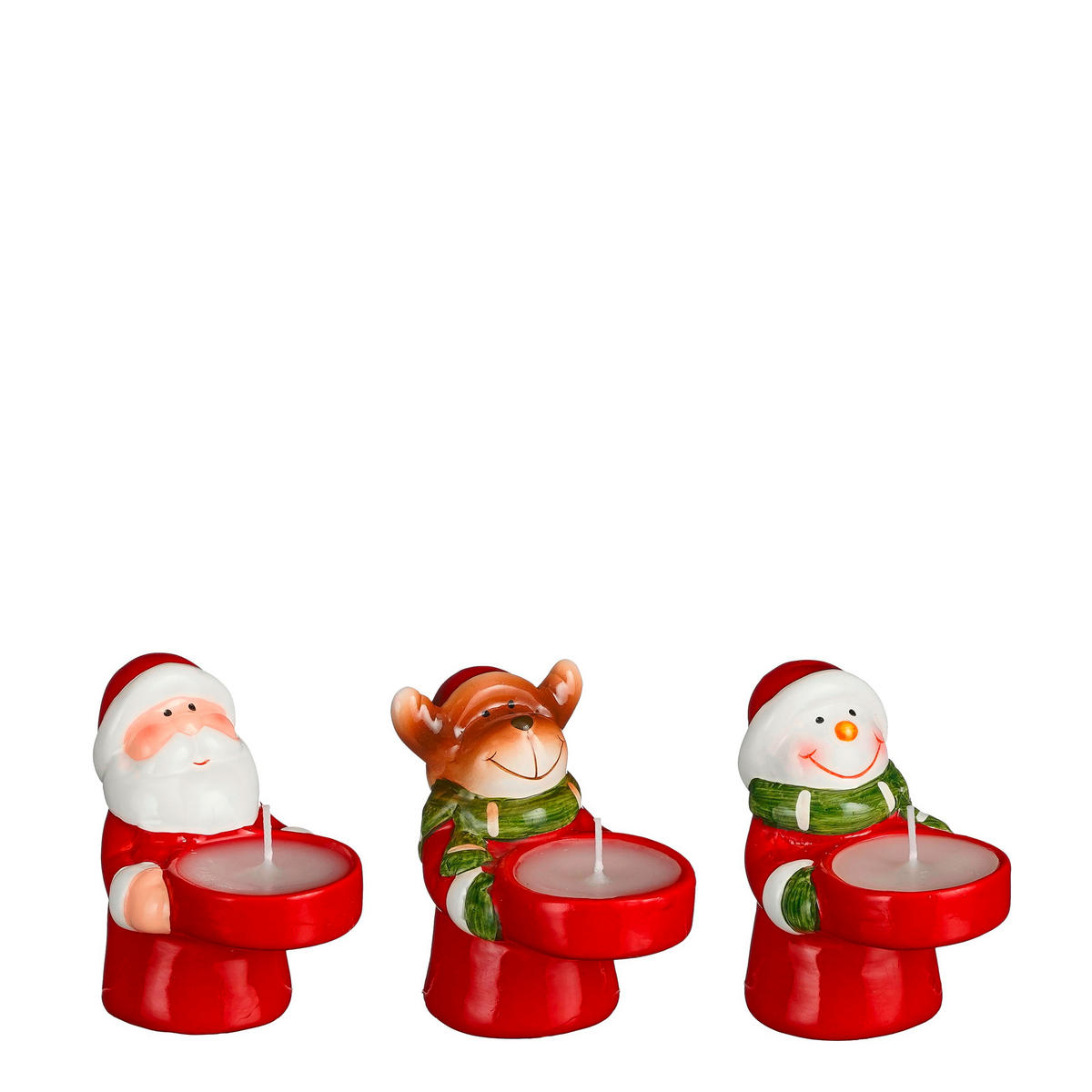 SET DRŽAL ZA ČAJNE SVEČKE - rdeča, Basics, keramika (6/6/9cm) - X-Mas