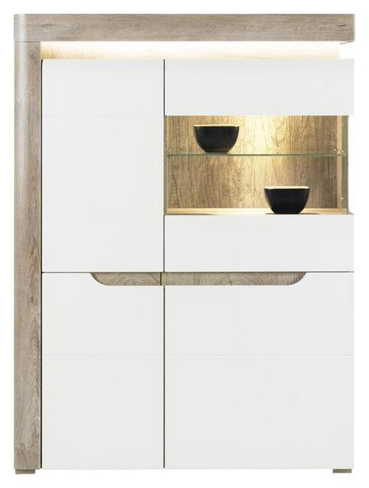 KOMODA,  - srebrne barve, Basics, steklo/les (100/134,5/39cm) - Hom`in