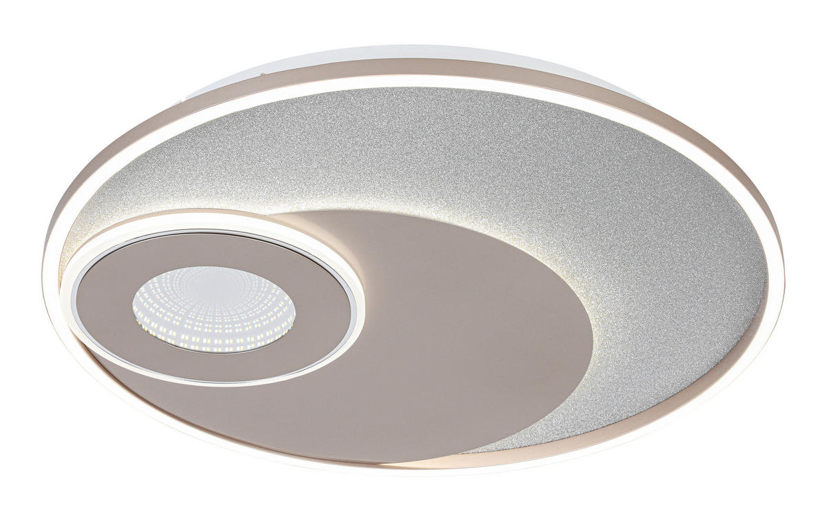LED-DECKENLEUCHTE 50/5 cm  - Champagner/Silberfarben, Design, Kunststoff/Metall (50/5cm) - Novel