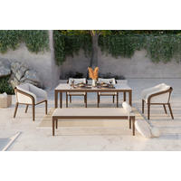 VRTNA GARNITURA   aluminij  bež, barva tikovine  bež, barva tikovine    - barva tikovine/bež, Moderno, kamen/kovina - Ambia Garden