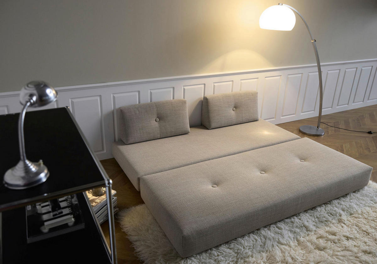 SCHLAFSOFA Flachgewebe Naturfarben  - Schwarz/Naturfarben, Design, Textil/Metall (200/82/84cm) - Innovation