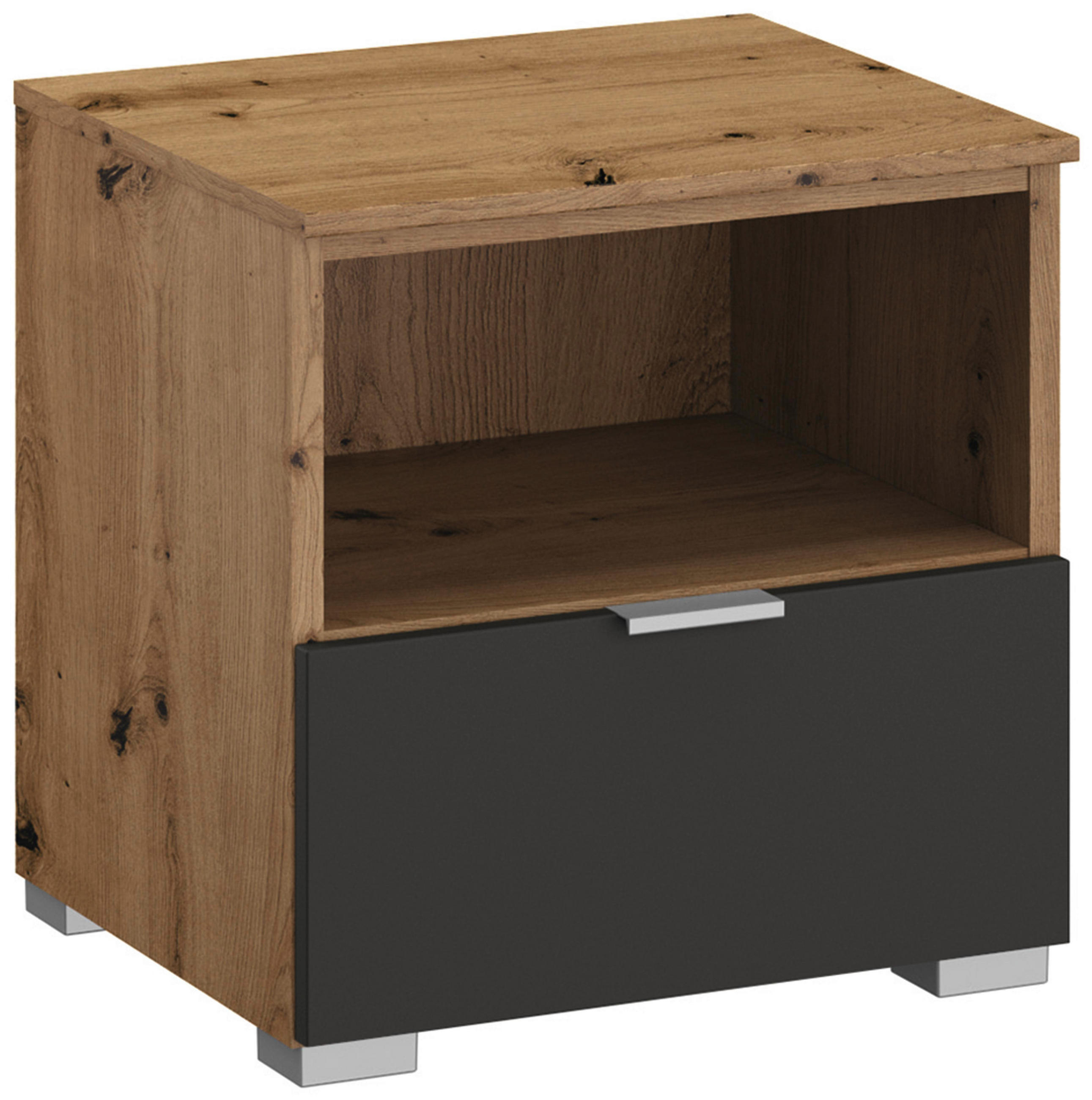 Stylife Nachtschrank Graphit, Eiche Artisan 40x42x42 cm