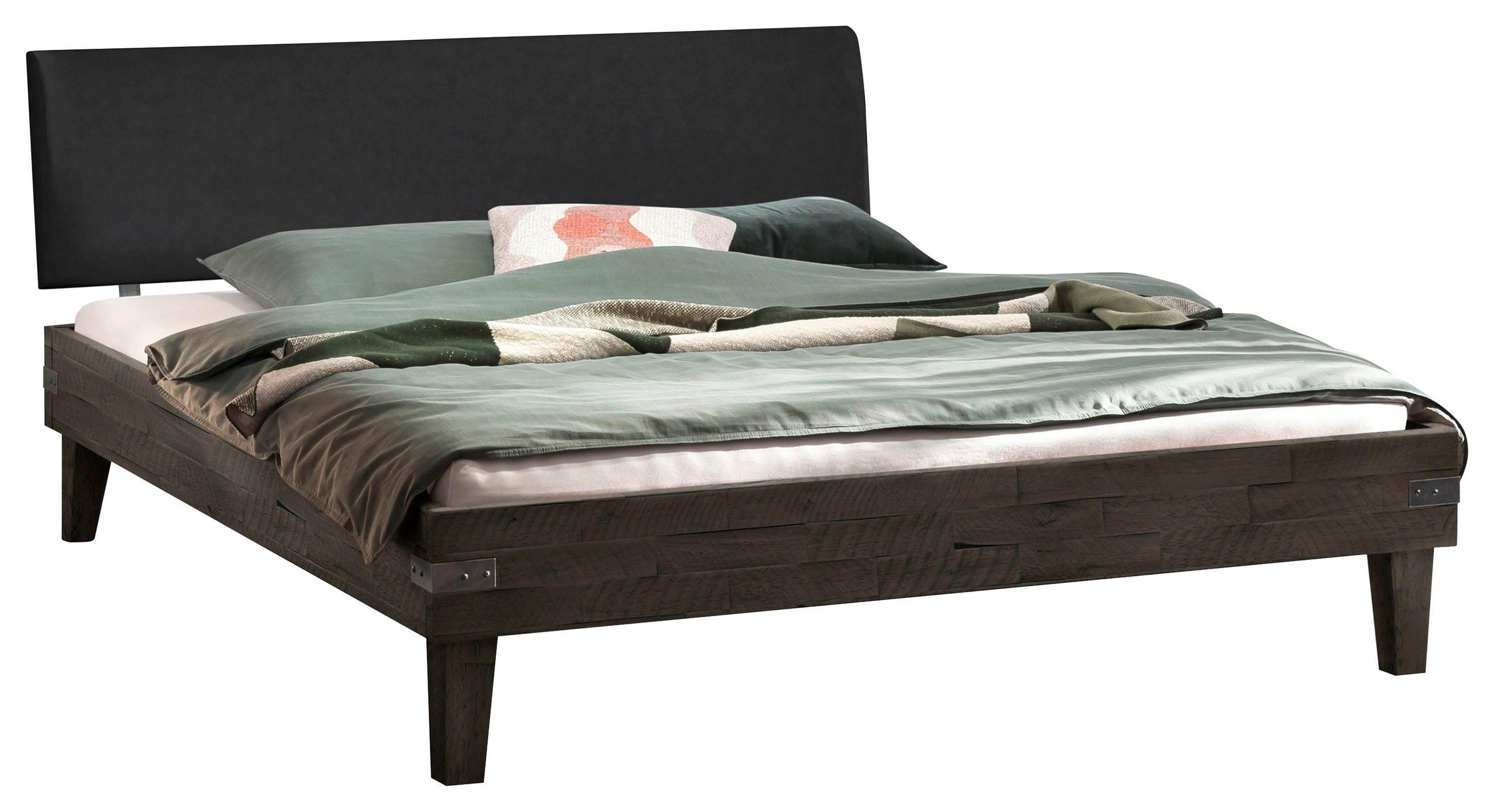 BETT 120/200 cm  in Anthrazit, Grau, Akaziefarben  - Anthrazit/Schwarz, Design, Holz (120/200cm) - Hasena