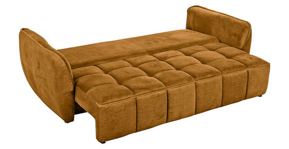 SCHLAFSOFA Flachgewebe Senfgelb - Senfgelb/Schwarz, KONVENTIONELL, Kunststoff/Textil (250/70/118cm) - Carryhome